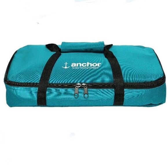 NWT Anchor Hocking 3Qt Essentials Bakentake Tote, medium Teal Blue & Clear - Picture 2 of 14